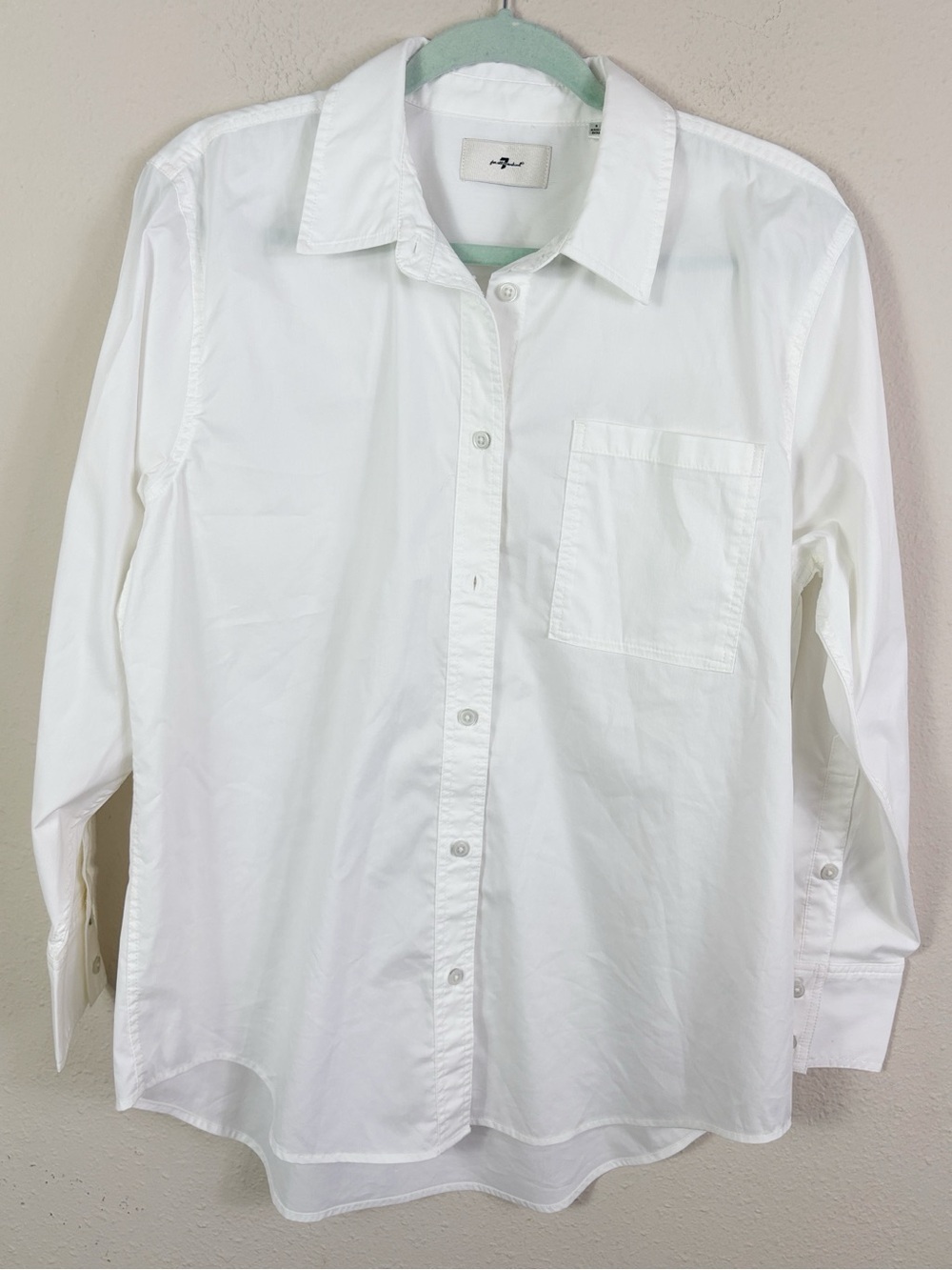 7 for All Mankind Everyday White Button Down Shirt Long Sleeve size Small